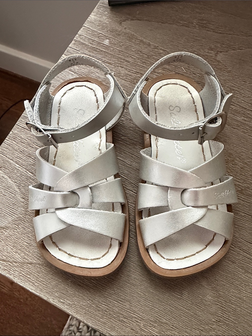 Salt Water Sandals by Hoy Kids Metallic Silver Strappy Buckle Sandals